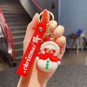 Christmas Snowman Keychain with Red Strap